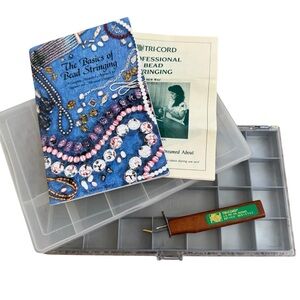 Bead Stringing Kit with Tri-Cord Knotter, Beading Book, and 2 Containers.